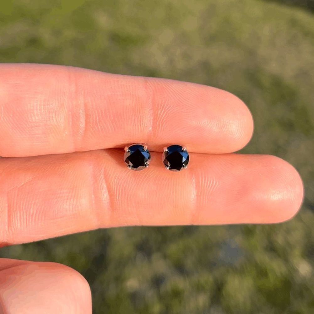 2.0ct Black Moissanite Diamond Earrings Solid 925 Sterling Silver for Women Men